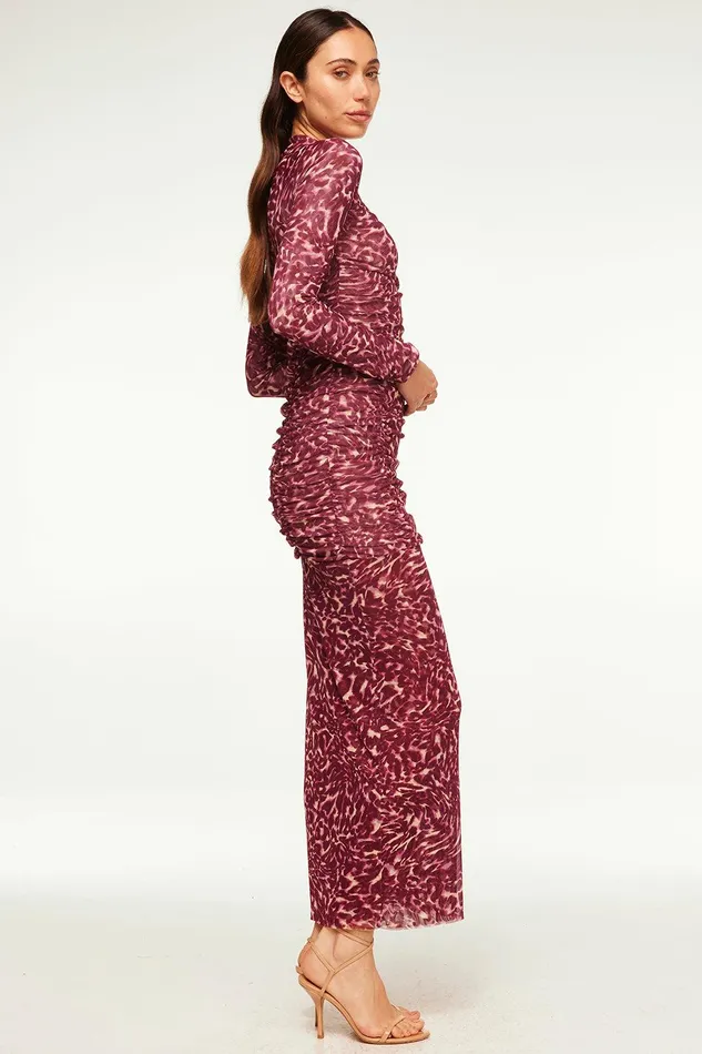 Women MISA Los Angeles Dresses RONDA DRESS Fauna Abstract Mesh