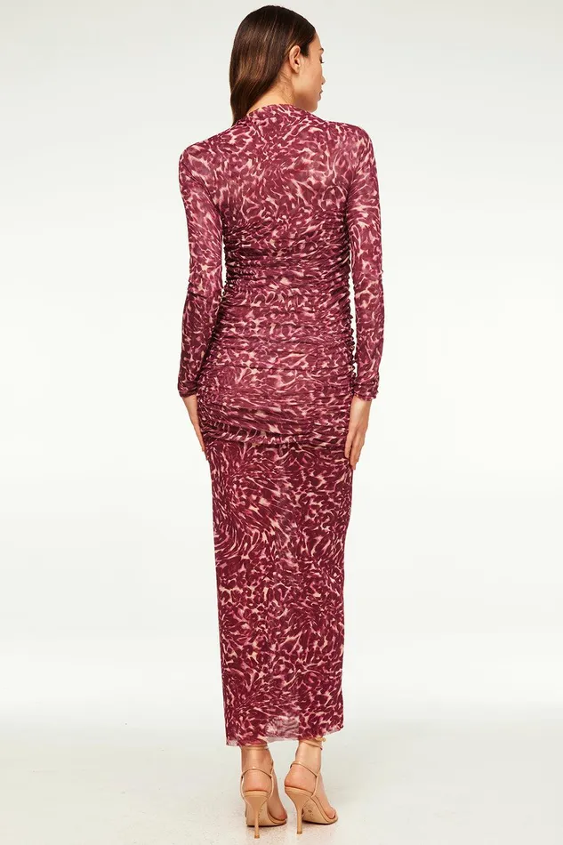 Women MISA Los Angeles Dresses RONDA DRESS Fauna Abstract Mesh