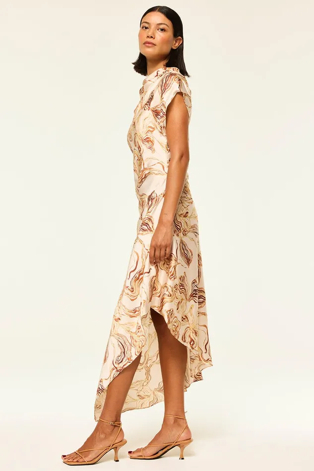 Women MISA Los Angeles Dresses SALLY DRESS Golden Straw Satin