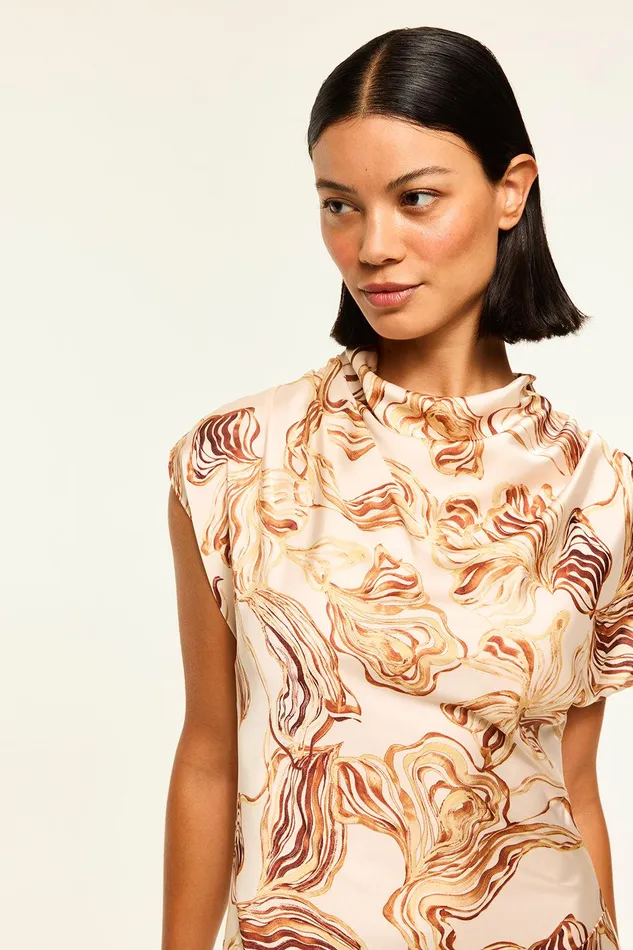 Women MISA Los Angeles Dresses SALLY DRESS Golden Straw Satin