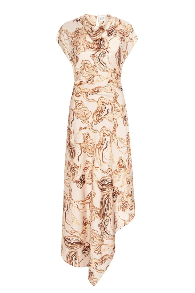Women MISA Los Angeles Dresses SALLY DRESS Golden Straw Satin