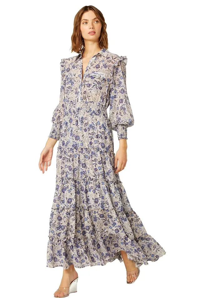 Women MISA Los Angeles Exclusives AYDENIZ DRESS Cerulean Floral