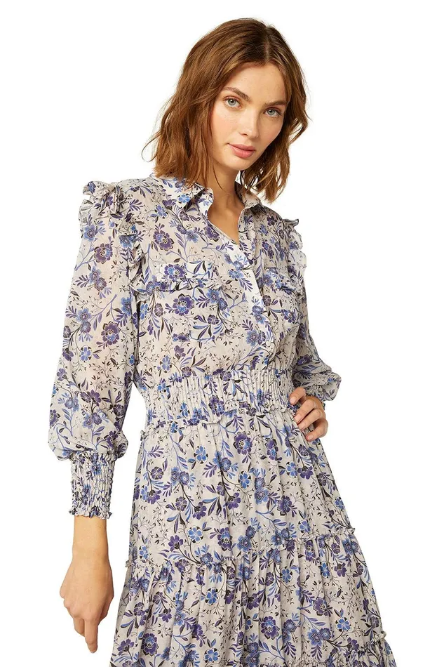 Women MISA Los Angeles Exclusives AYDENIZ DRESS Cerulean Floral