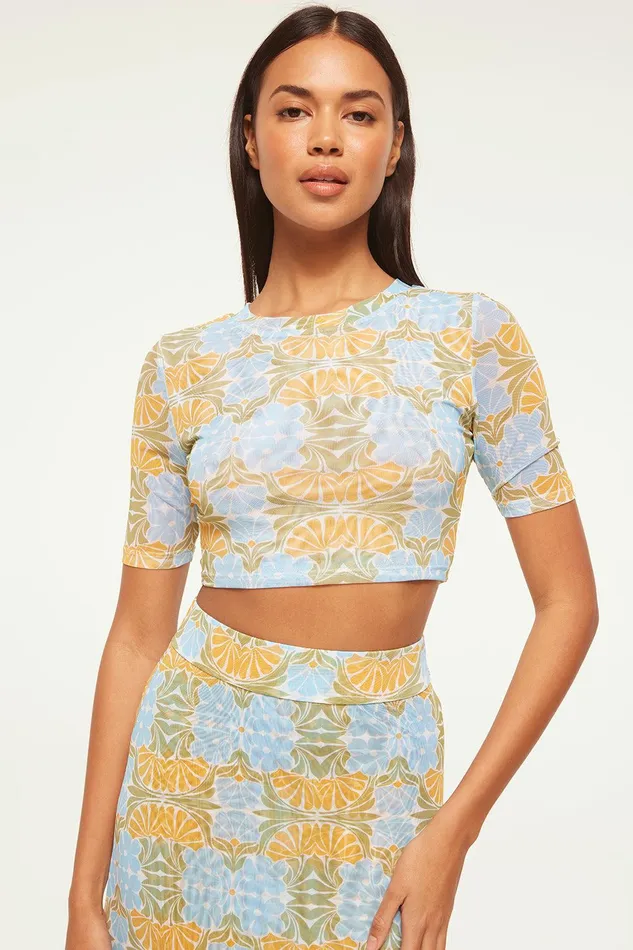 Women MISA Los Angeles Jersey and Mesh LOVE TOP Citrus Slice