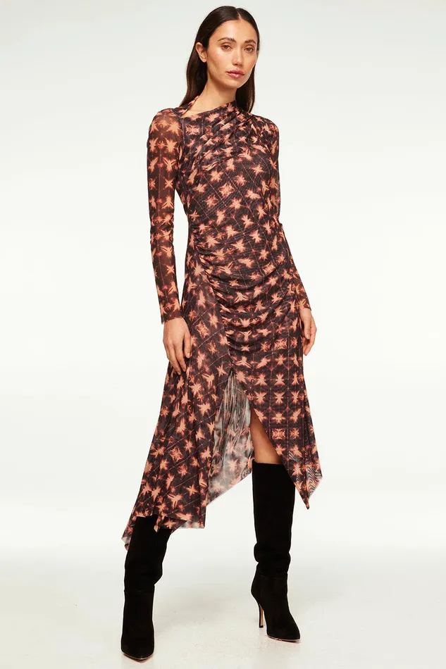 Women MISA Los Angeles Jersey and Mesh MARINA DRESS Angel Glow
