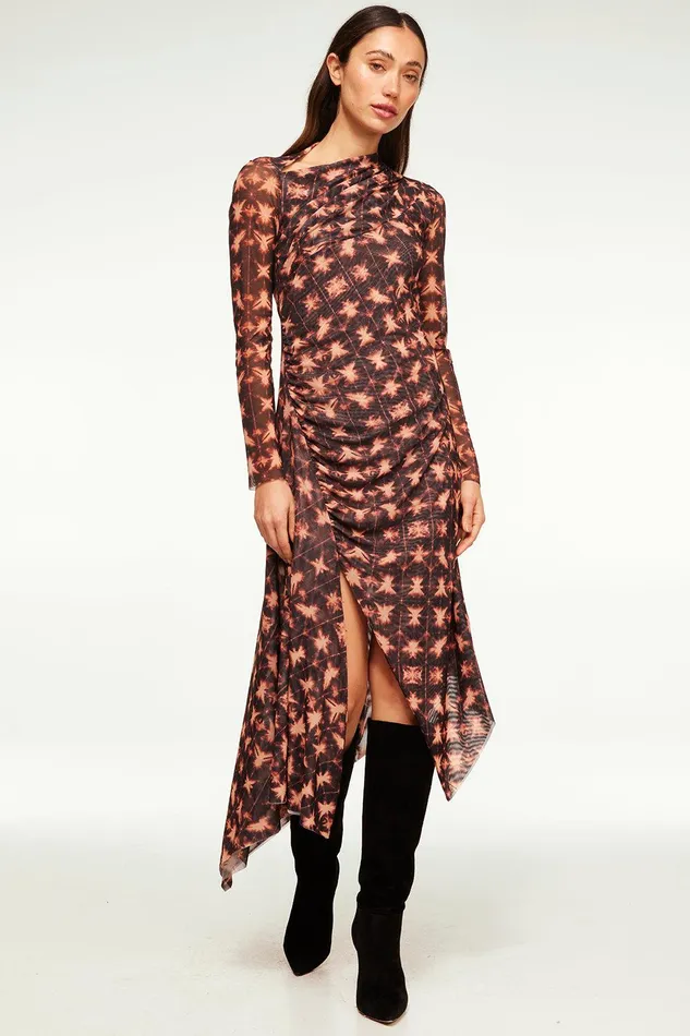 Women MISA Los Angeles Jersey and Mesh MARINA DRESS Angel Glow