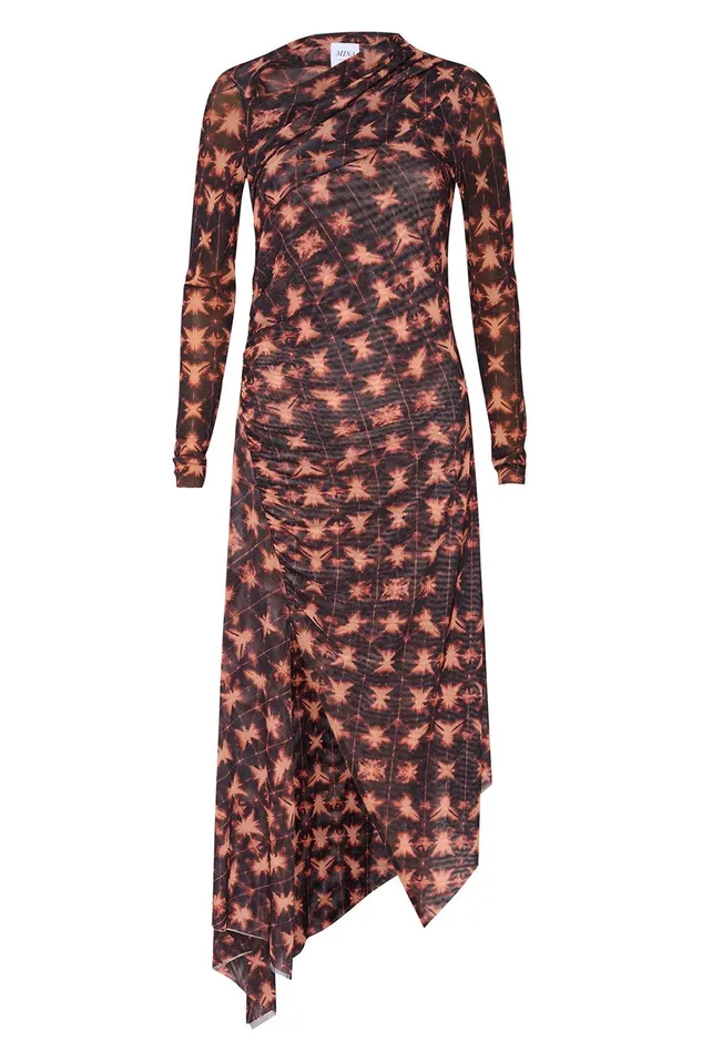 Women MISA Los Angeles Jersey and Mesh MARINA DRESS Angel Glow