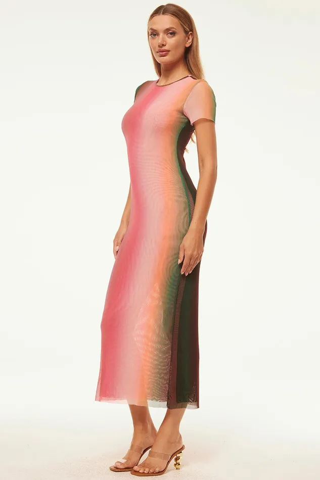 Women MISA Los Angeles Jersey and Mesh VANESSA DRESS Cali Ombre