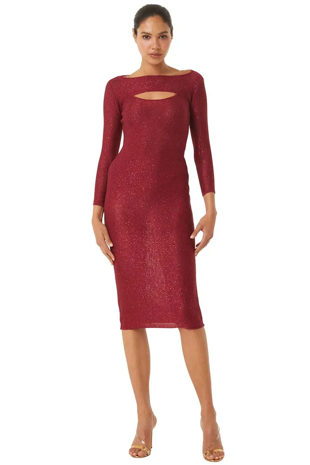 Women MISA Los Angeles Knits LISETTE DRESS Lipstick Red