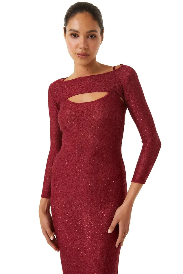 Women MISA Los Angeles Knits LISETTE DRESS Lipstick Red