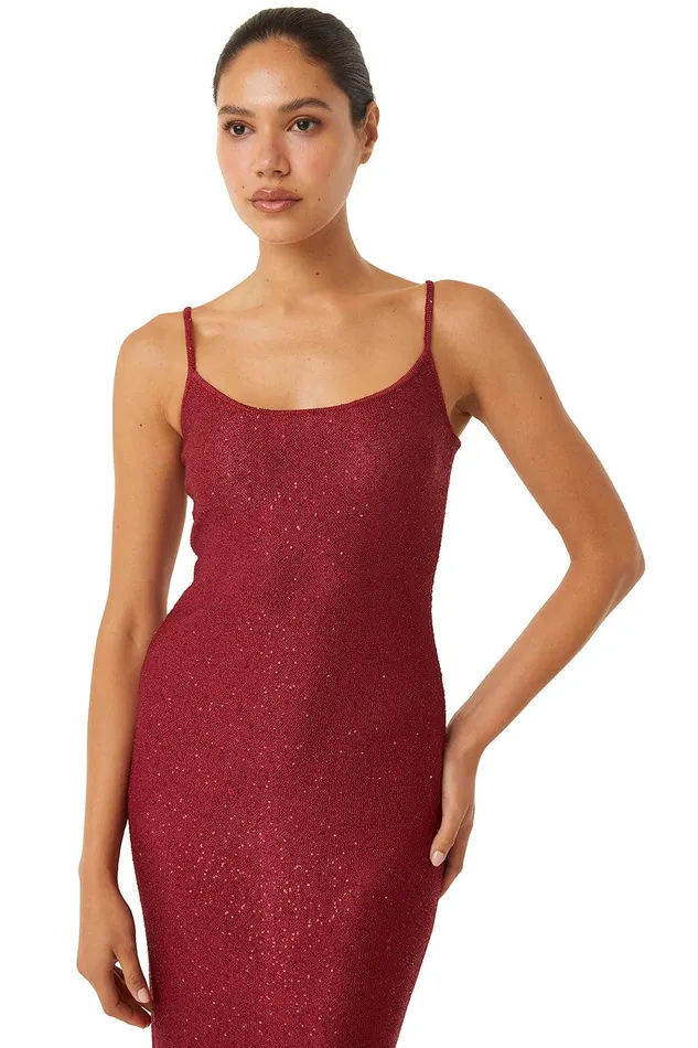 Women MISA Los Angeles Knits LISETTE DRESS Lipstick Red