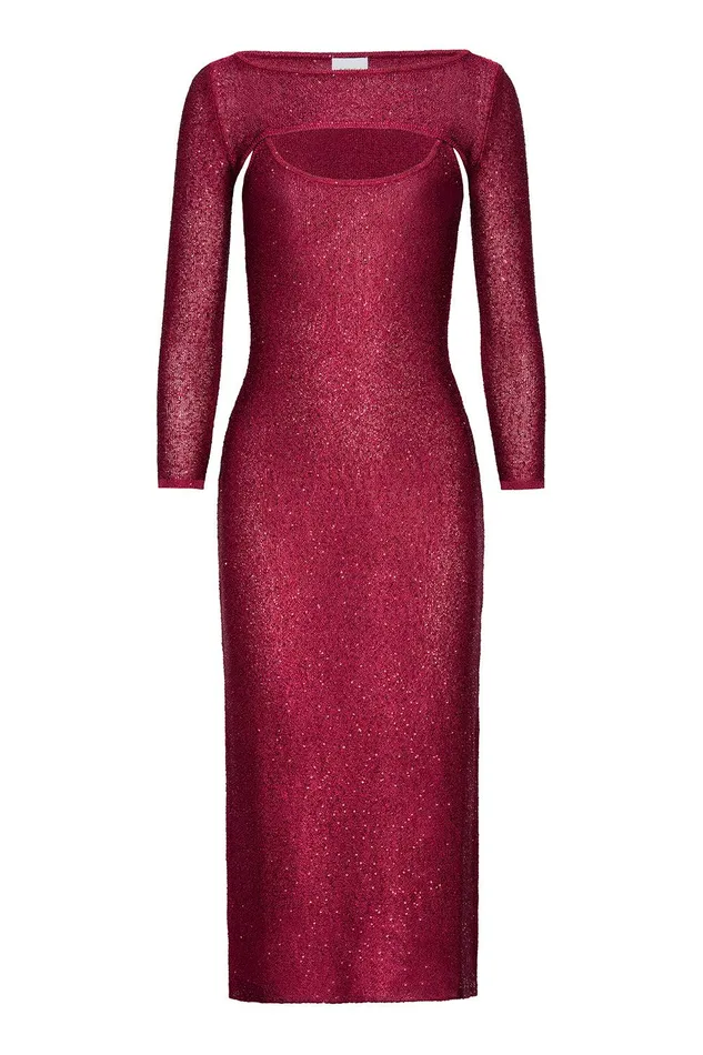 Women MISA Los Angeles Knits LISETTE DRESS Lipstick Red
