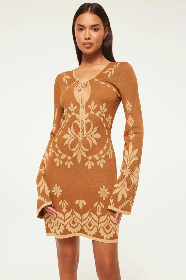 Women MISA Los Angeles Knits SAHAR DRESS Pink Flora Santiago