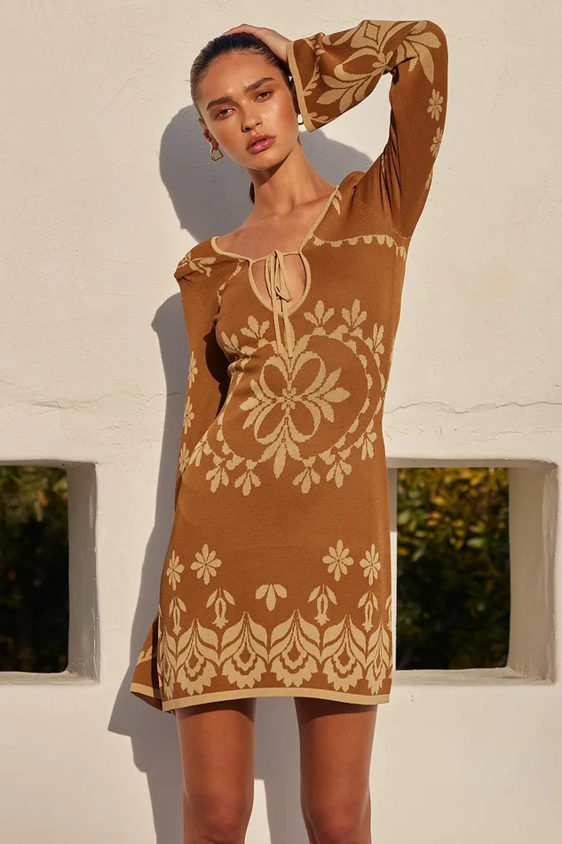 Women MISA Los Angeles Knits SAHAR DRESS Pink Flora Santiago