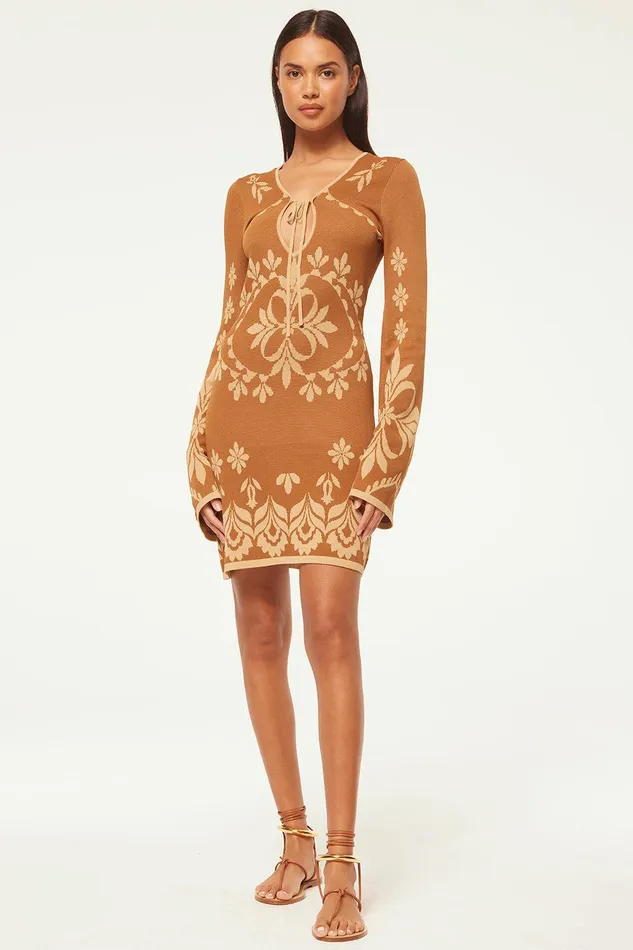 Women MISA Los Angeles Knits SAHAR DRESS Pink Flora Santiago