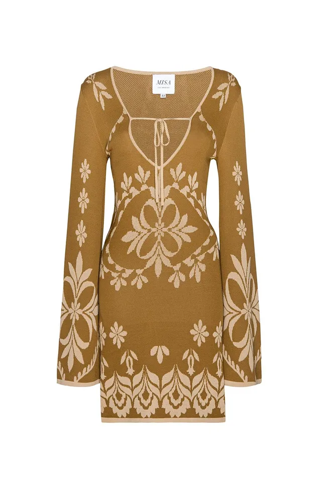Women MISA Los Angeles Knits SAHAR DRESS Pink Flora Santiago