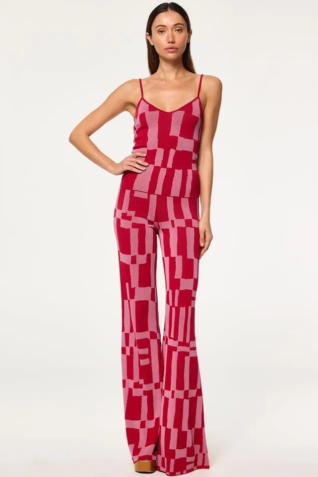 Women MISA Los Angeles Knits UNA TOP Pink and Red