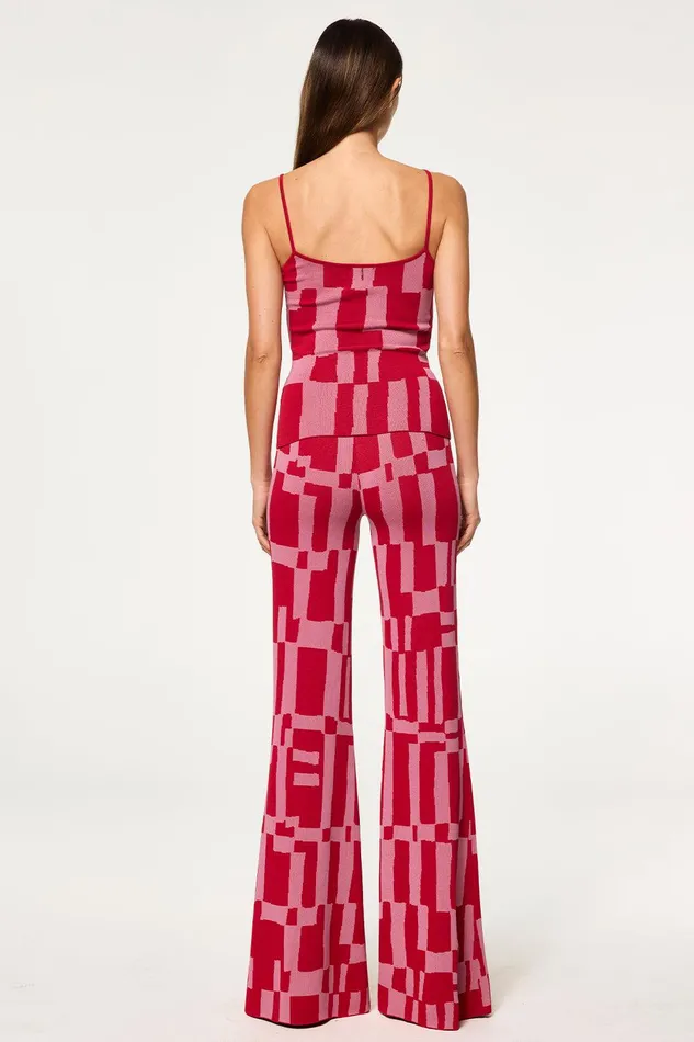 Women MISA Los Angeles Knits UNA TOP Pink and Red