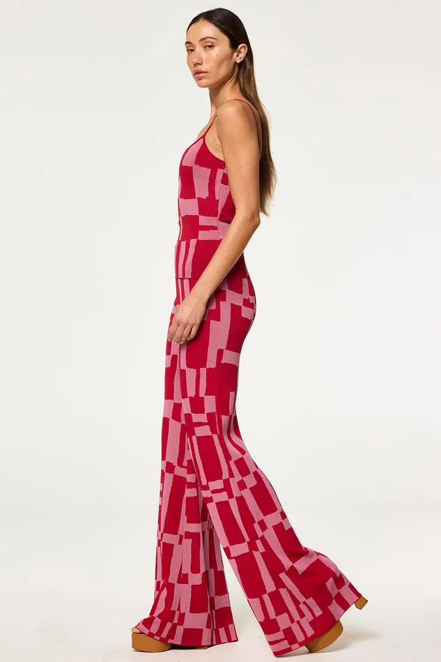 Women MISA Los Angeles Knits UNA TOP Pink and Red
