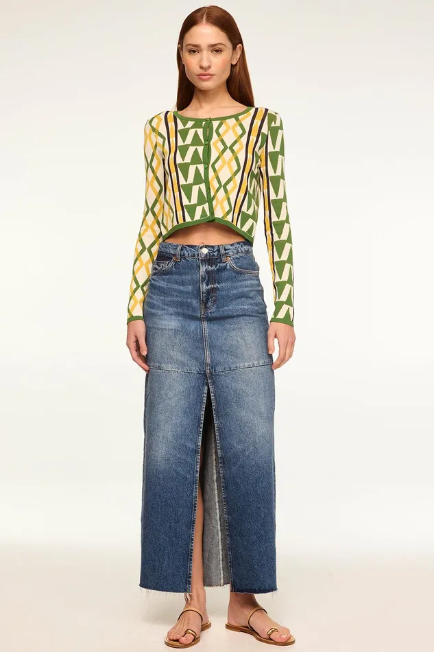 Women MISA Los Angeles Tops BATISTA CARDIGAN Limoncello Geo Jacquard