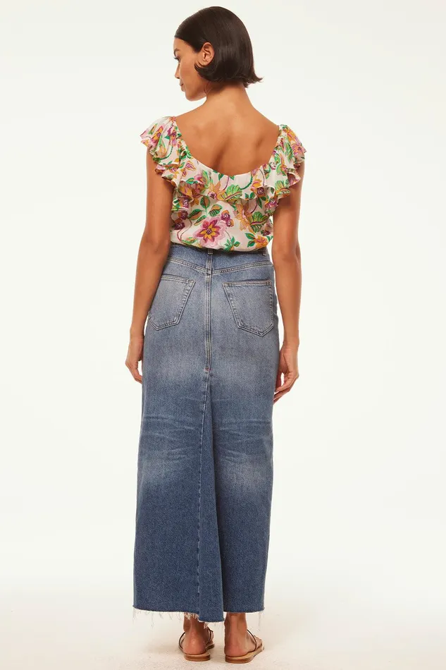 Women MISA Los Angeles Tops LUCA TOP Flora Exotica Chiffon