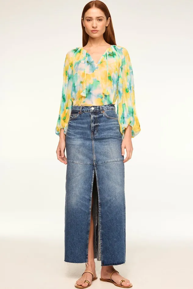 Women MISA Los Angeles Tops RINA TOP Citron Watercolor