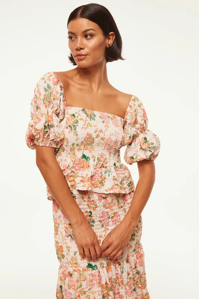 Women MISA Los Angeles Tops VIDA TOP Persimmon Crinkle