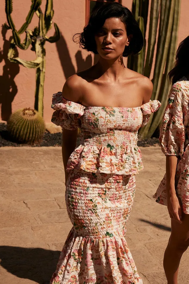 Women MISA Los Angeles Tops VIDA TOP Persimmon Crinkle