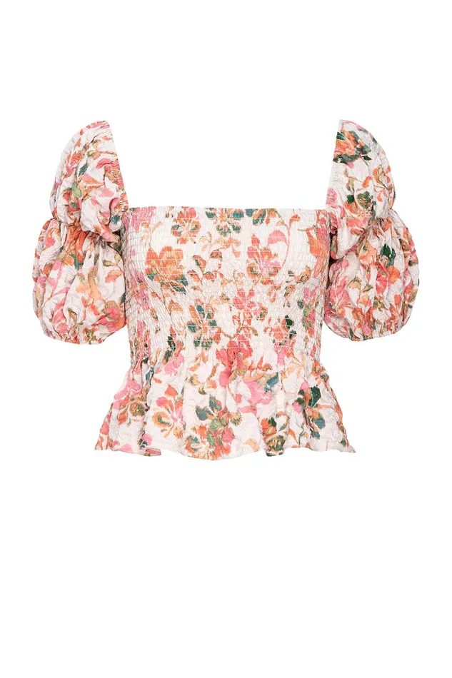 Women MISA Los Angeles Tops VIDA TOP Persimmon Crinkle