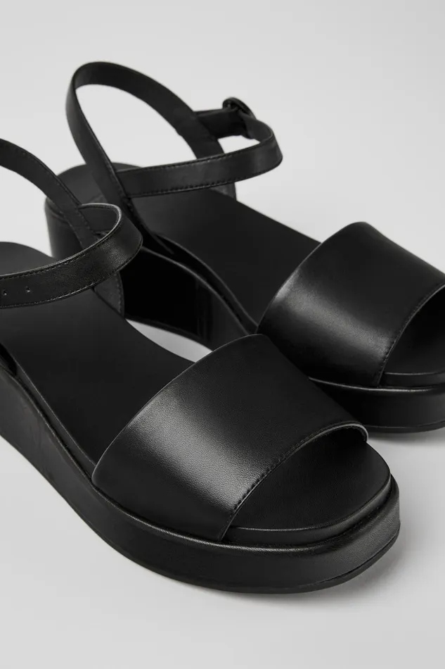 Women Misia Black Sandal Camper Wedges