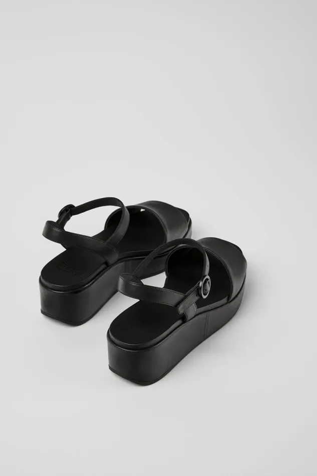 Women Misia Black Sandal Camper Wedges Women Misia Black Sandal Camper Wedges
