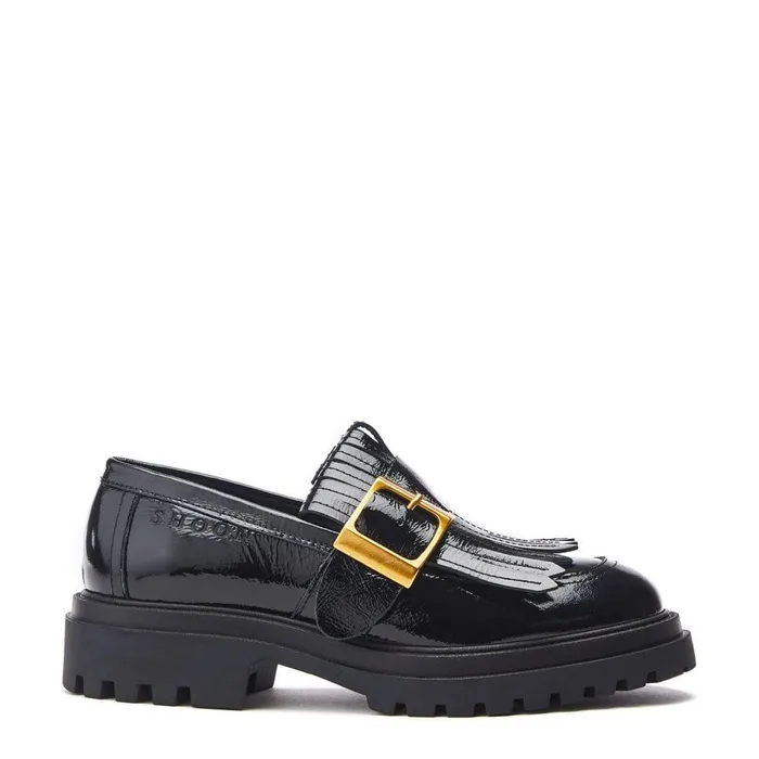 Women Moda In Pelle Brogues And Loafers Shoon Sh Arden Black Patent
