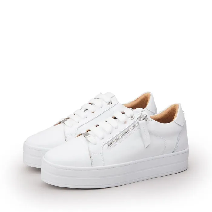 Women Moda In Pelle Casual Trainers Abbiy White Leather