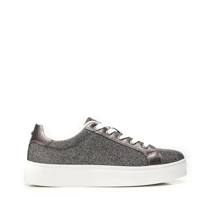 Women Moda In Pelle Casual Trainers Belanie Pewter Textile