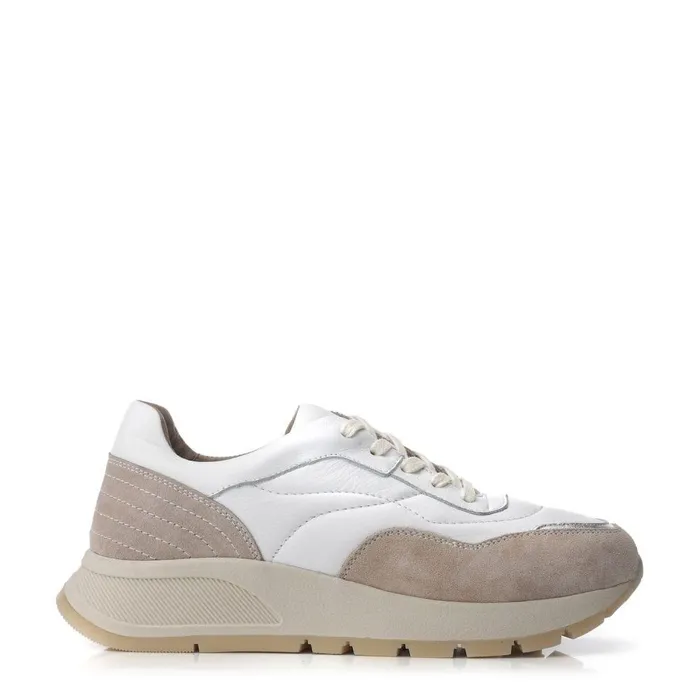 Women Moda In Pelle Chunky Trainers Shoon Sh Adaggio White Leather
