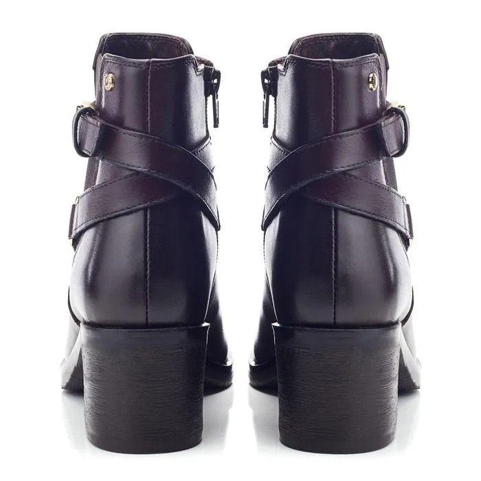Women Moda In Pelle Heeled And Wedge Boots Libres Dark Brown Leather