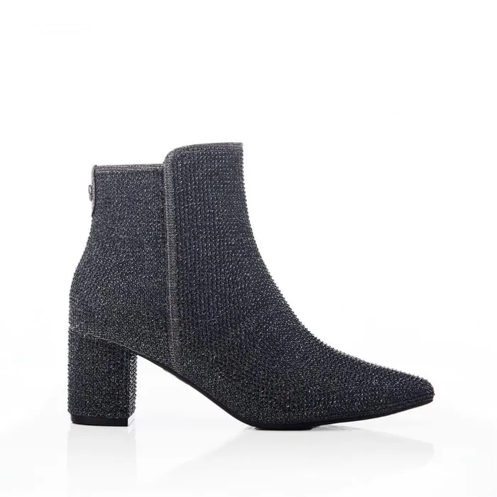 Women Moda In Pelle Heeled And Wedge Boots Xiomara Pewter Textile