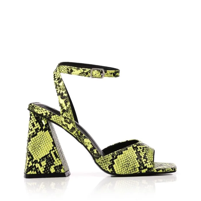 Women Moda In Pelle Heeled Sandals M By Moda Maizie Yellow Snake Print
