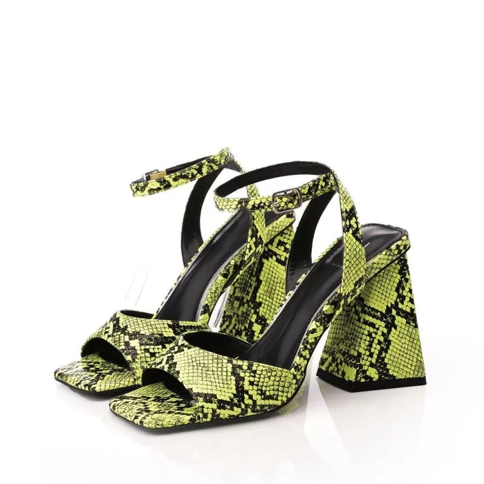 Women Moda In Pelle Heeled Sandals M By Moda Maizie Yellow Snake Print