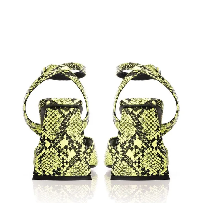 Women Moda In Pelle Heeled Sandals M By Moda Maizie Yellow Snake Print