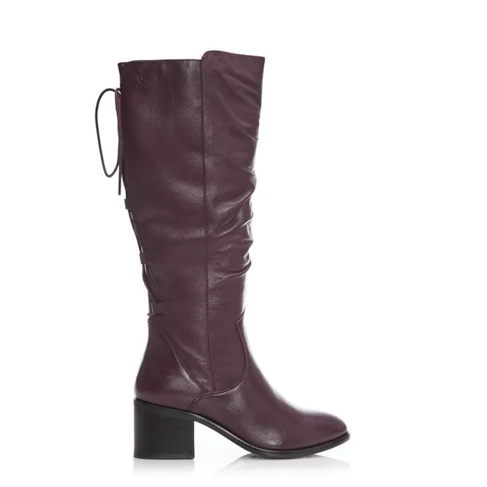 Women Moda In Pelle Knee High Boots Gloriia Burgundy Leather
