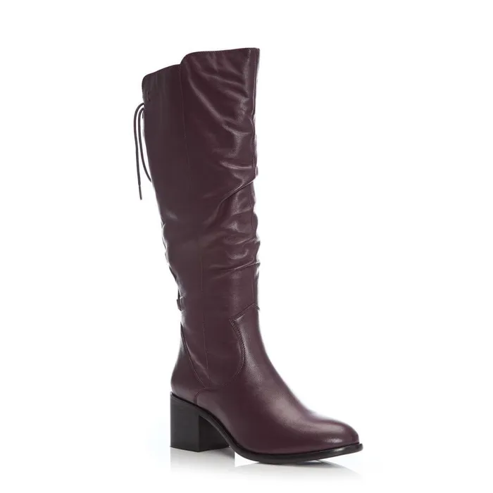 Women Moda In Pelle Knee High Boots Gloriia Burgundy Leather
