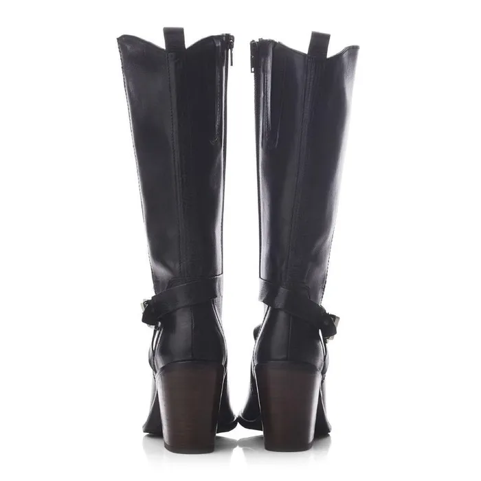 Women Moda In Pelle Knee High Boots Serana Black Leather