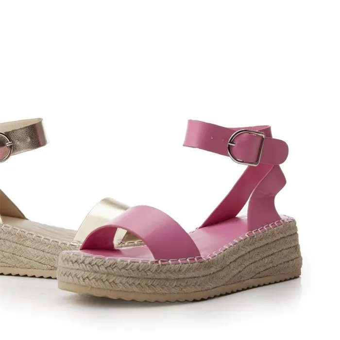 Women Moda In Pelle Wedge Sandals Nasha Pink Porvair