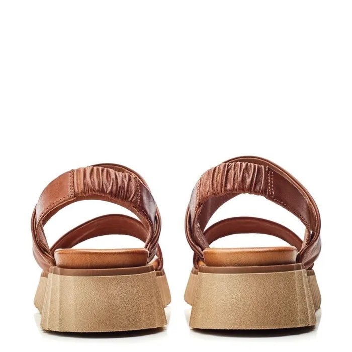 Women Moda In Pelle Wedge Sandals Shoon Sh Indiana Tan Leather