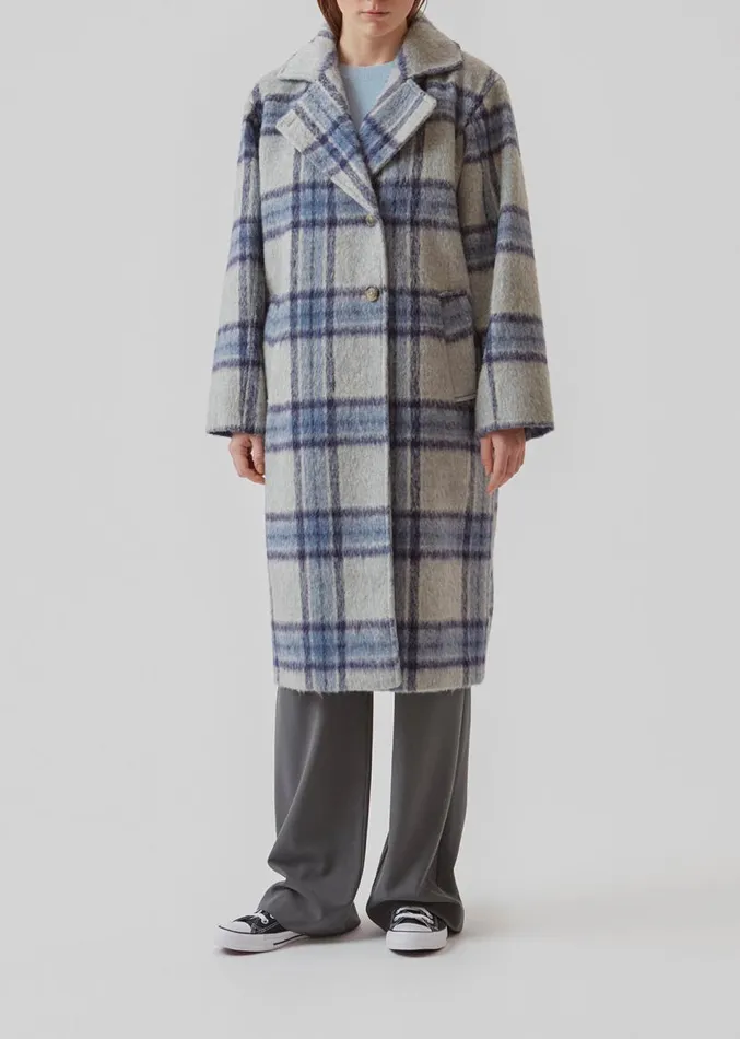 Women Modstrm Coats and Jackets SallieMD Check Coat Blue Pearl Check