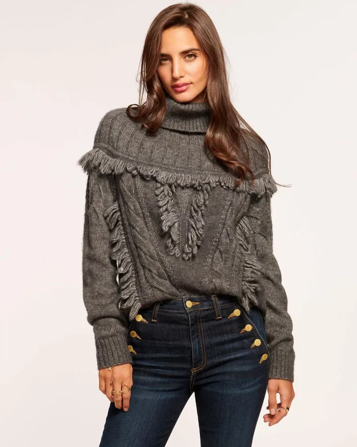 Women Mya Turtleneck Sweater Slate Grey Ramy Brook Tops Women Mya Turtleneck Sweater Slate Grey Ramy Brook Tops