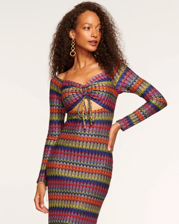 Women Natalie Cutout Maxi Dress Retro Chevron Ramy Brook Dresses