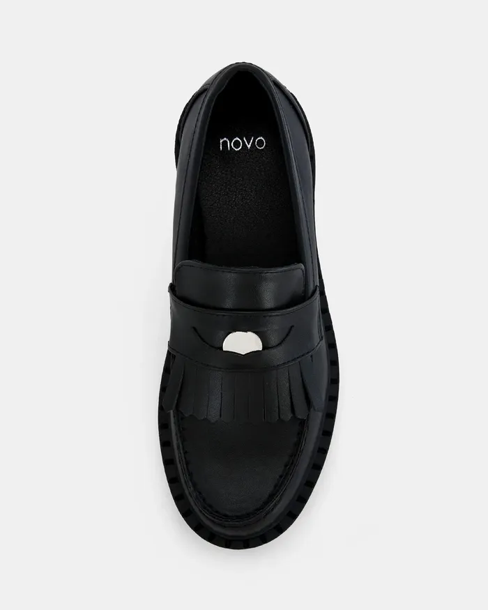 Women NOVO Shoes COSENZA Black Smooth Slip Ons Casuals