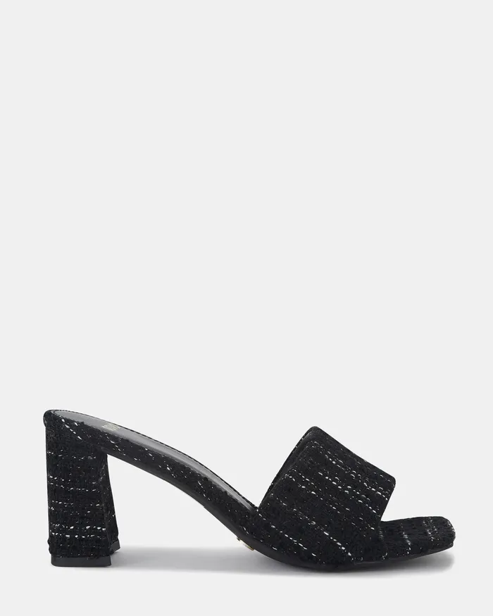 Women NOVO Shoes UNIQUA BLACK TWEED Mules